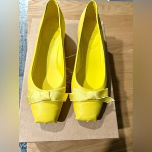 Christian Louboutin Yellow Mamaflirt Flats with Bow Detail